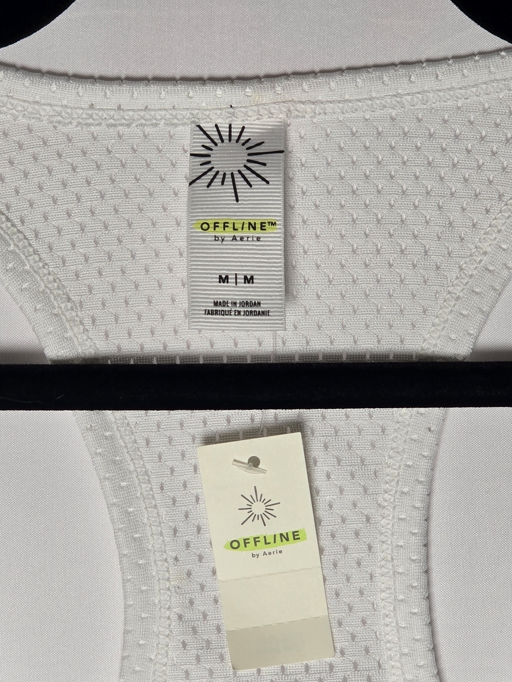 NWT OFFLINE White Mesh Racerback Crop Tank with Yellow & Pink Graphic Weekend, M - Picture 3 of 7